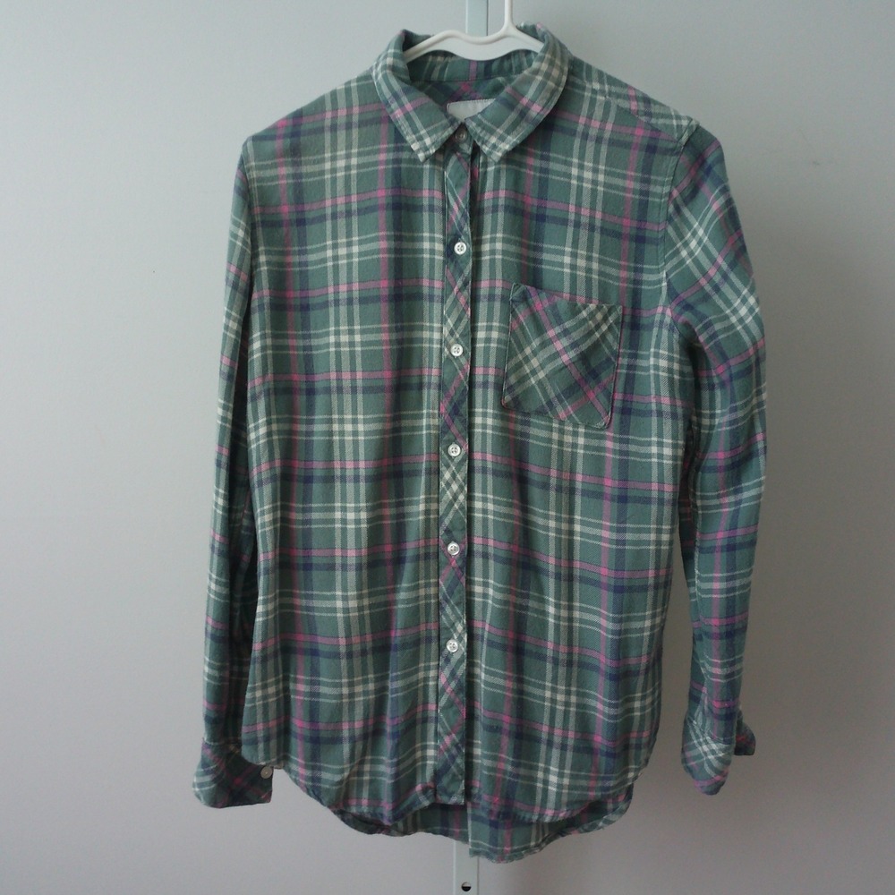 Rails Cotton Academia Granola Outdoors Hiking Plaid Button Down Shirt S Green